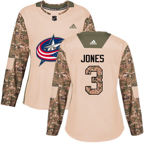 Adidas Blue Jackets #3 Seth Jones Camo Authentic Veterans Day Women's Stitched NHL Jersey